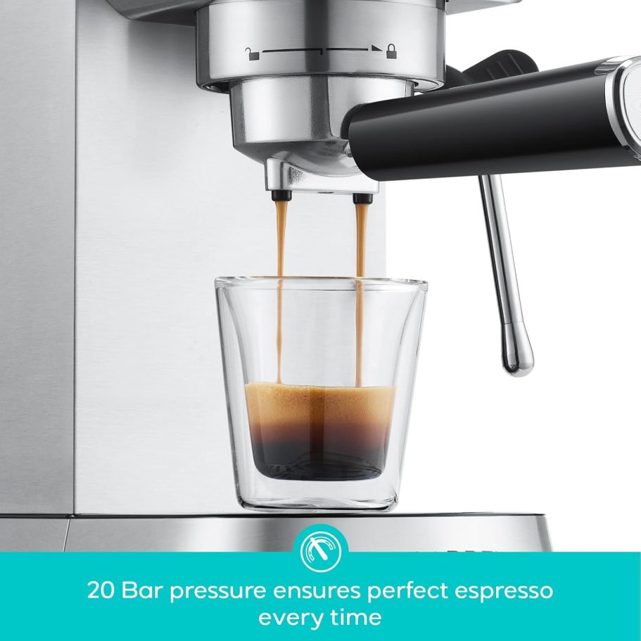 CASABREWS CM5418 Espresso Machine 20 Bar, Compact Espresso Maker with Steam Milk Frother, Stainless Steel Coffee Machine with 34oz Removable Water Tank for Cappuccino, Latte, Silver - Image 2