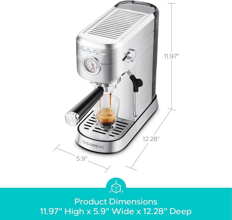 CASABREWS CM5418 Espresso Machine 20 Bar, Compact Espresso Maker with Steam Milk Frother, Stainless Steel Coffee Machine with 34oz Removable Water Tank for Cappuccino, Latte, Silver - Image 8