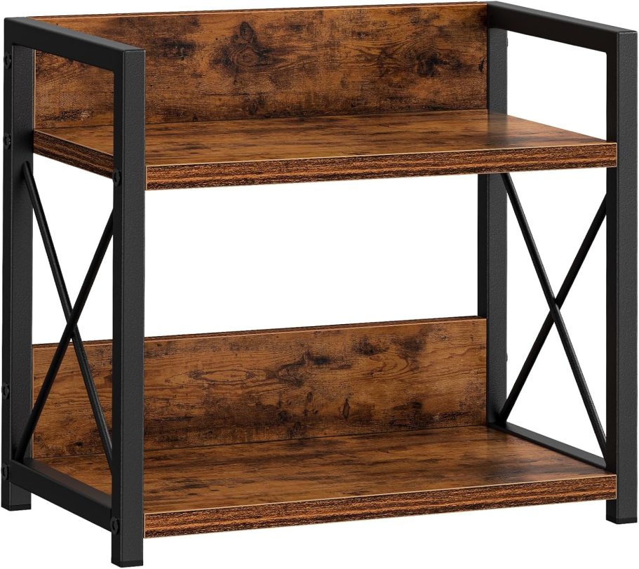 Giikin 2 Tier Kitchen Spice Rack Organizer for Countertop, Wood Coffee Counter Shelf Organizer for Home (Rustic Brown)