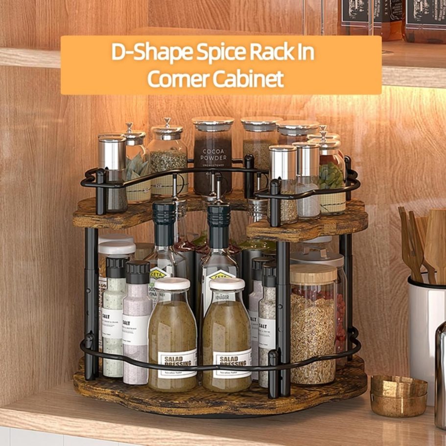 Lazy Susan Spice Rack Organizer - Rotating Turntable Height Adjustable for Kitchen Countertop Cabinet Pantry Seasoning Storage - Image 2
