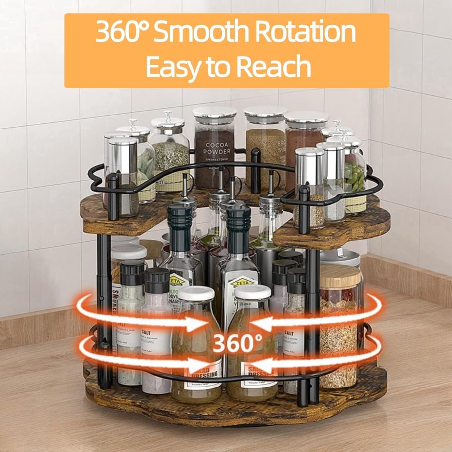 Lazy Susan Spice Rack Organizer - Rotating Turntable Height Adjustable for Kitchen Countertop Cabinet Pantry Seasoning Storage - Image 3