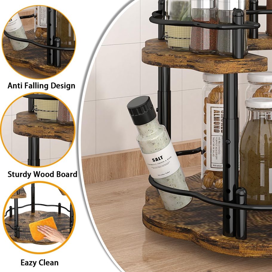 Lazy Susan Spice Rack Organizer - Rotating Turntable Height Adjustable for Kitchen Countertop Cabinet Pantry Seasoning Storage - Image 5