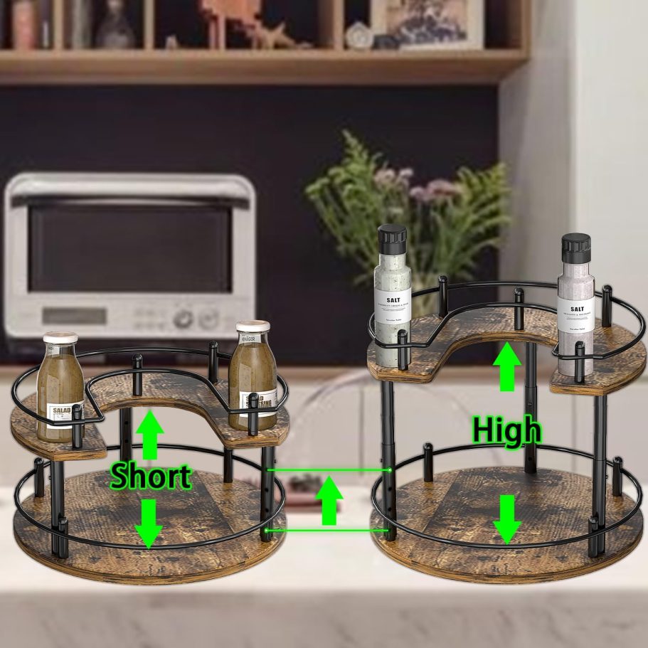 Lazy Susan Spice Rack Organizer - Rotating Turntable Height Adjustable for Kitchen Countertop Cabinet Pantry Seasoning Storage - Image 6