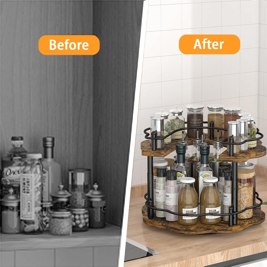 Lazy Susan Spice Rack Organizer - Rotating Turntable Height Adjustable for Kitchen Countertop Cabinet Pantry Seasoning Storage - Image 7