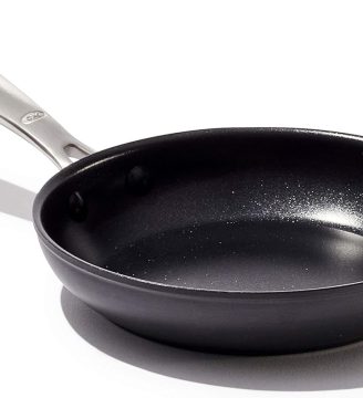 OXO Enhanced 8" Frying Pan Skillet, PFAS-Free Ceramic Nonstick, Durable Hard Anodized Cookware, Scratch Resistant, Stainless Steel Handle, Good Grips, Dishwasher Safe, Oven safe, Black